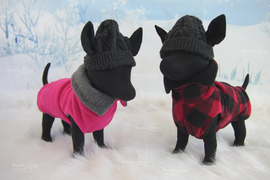 Dark Pink & Grey Polartec® Fleece Dog Coat | Burrito Wrap